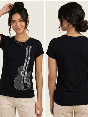 Guitar shirt electric and acoustic Living in Harmony Threadless design cotton